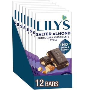 image:imageLILYS Extra Dark Chocolate Style No Sugar Added Sweets Bars 28 oz 12 CountSalted Almond Dark Chocolate Bar