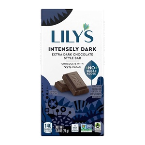 image:imageLILYS Intensely Dark Extra Dark Chocolate Style No Sugar Added Sweets Bars 28 oz 12 CountIntensely Dark Chocolate Bar