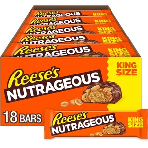 image:imageREESES NUTRAGEOUS Chocolate Peanut Butter Caramel and Peanut King Size Candy Bars 31 oz 18 Count