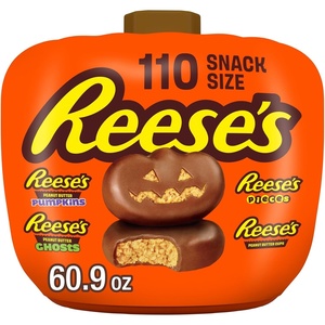 image:imageReeses Assorted Peanut Butter Halloween Candy Pumpkin Bowl 110 ct609 Ounce Pack of 1